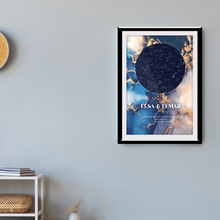 Cargar imagen en el visor de la galería, Mapa Estelar - Mármol azul - (Enmarcado) Med/Grande