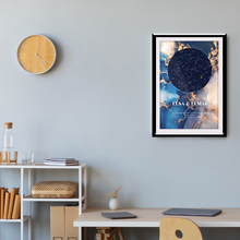 Cargar imagen en el visor de la galería, Mapa Estelar - Mármol azul - (Enmarcado) Med/Grande
